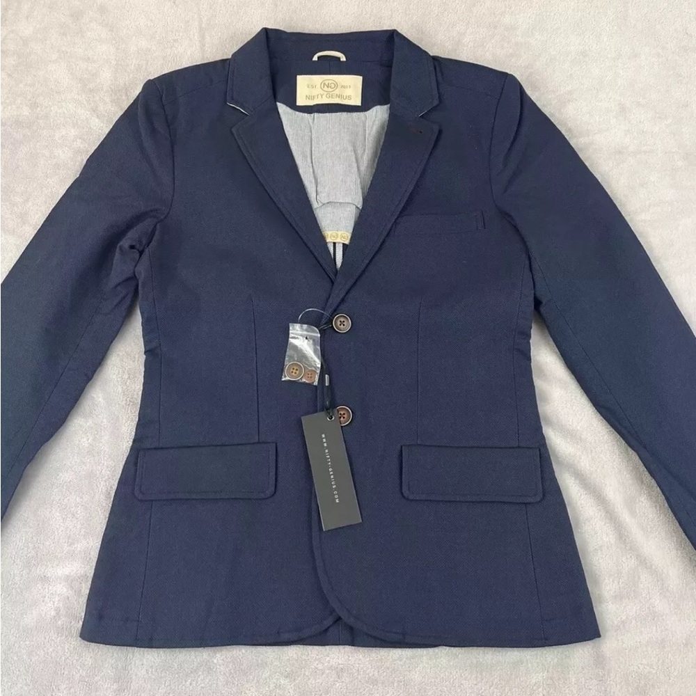 Nifty Genius mens blue 2 button long sleeve blazer jacket size XS